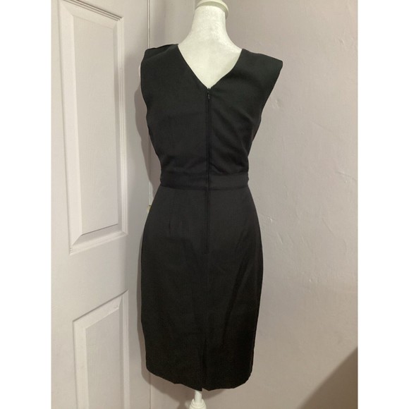 Ted Baker Black Spiral Pleated Knee Length Sleeveless Sheath Dress - Picture 5 of 8